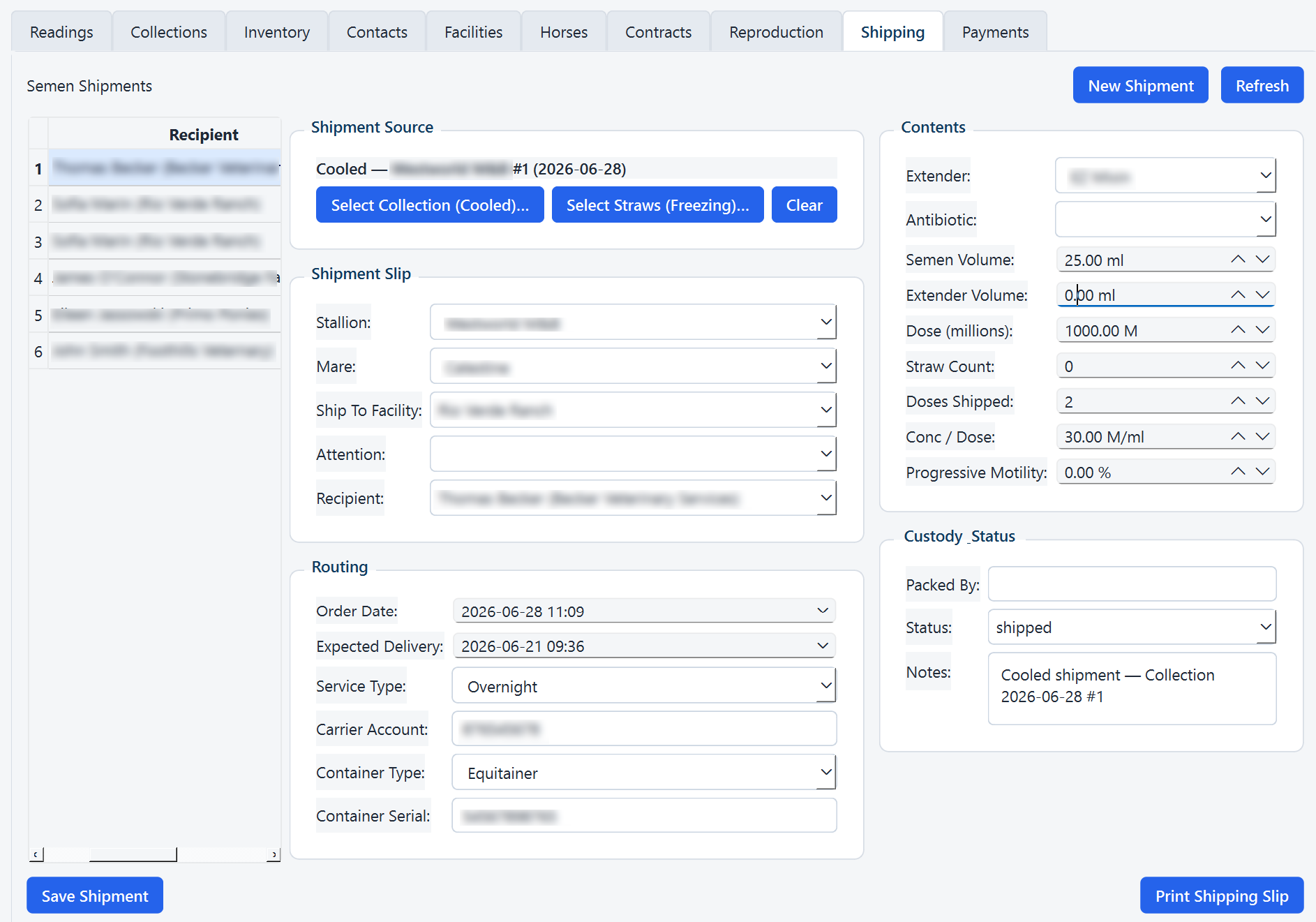 QuickCheck shipping tab